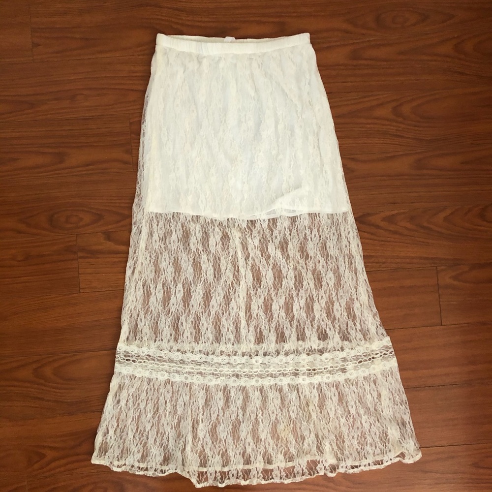 Urban Outfitters - Lace Overlay Maxi Skirt with Short Slip